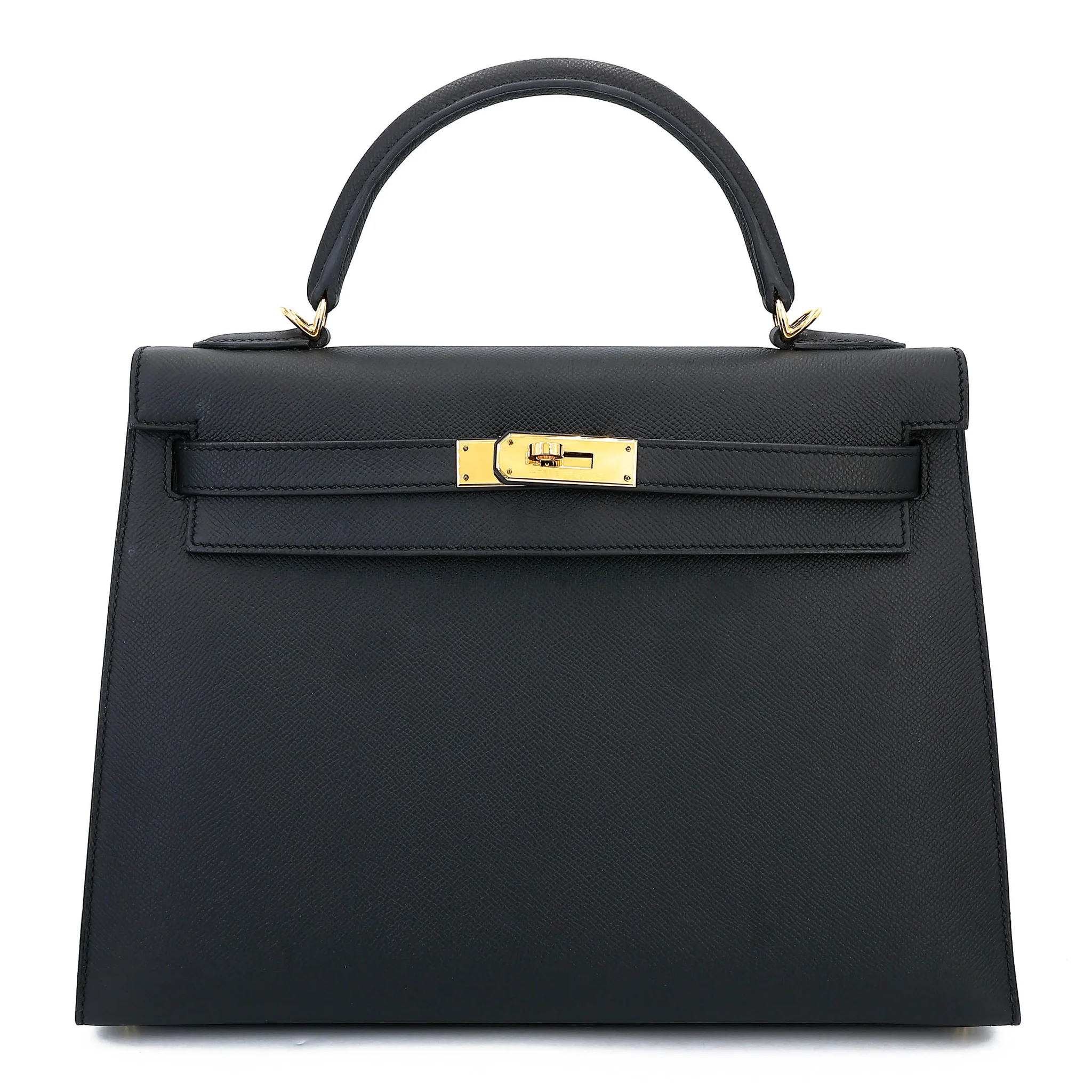 Excellent ( Rank SA ) HERMÈS Kelly 32 Sellier Noir (89) Epsom Gold hardware D (2019)