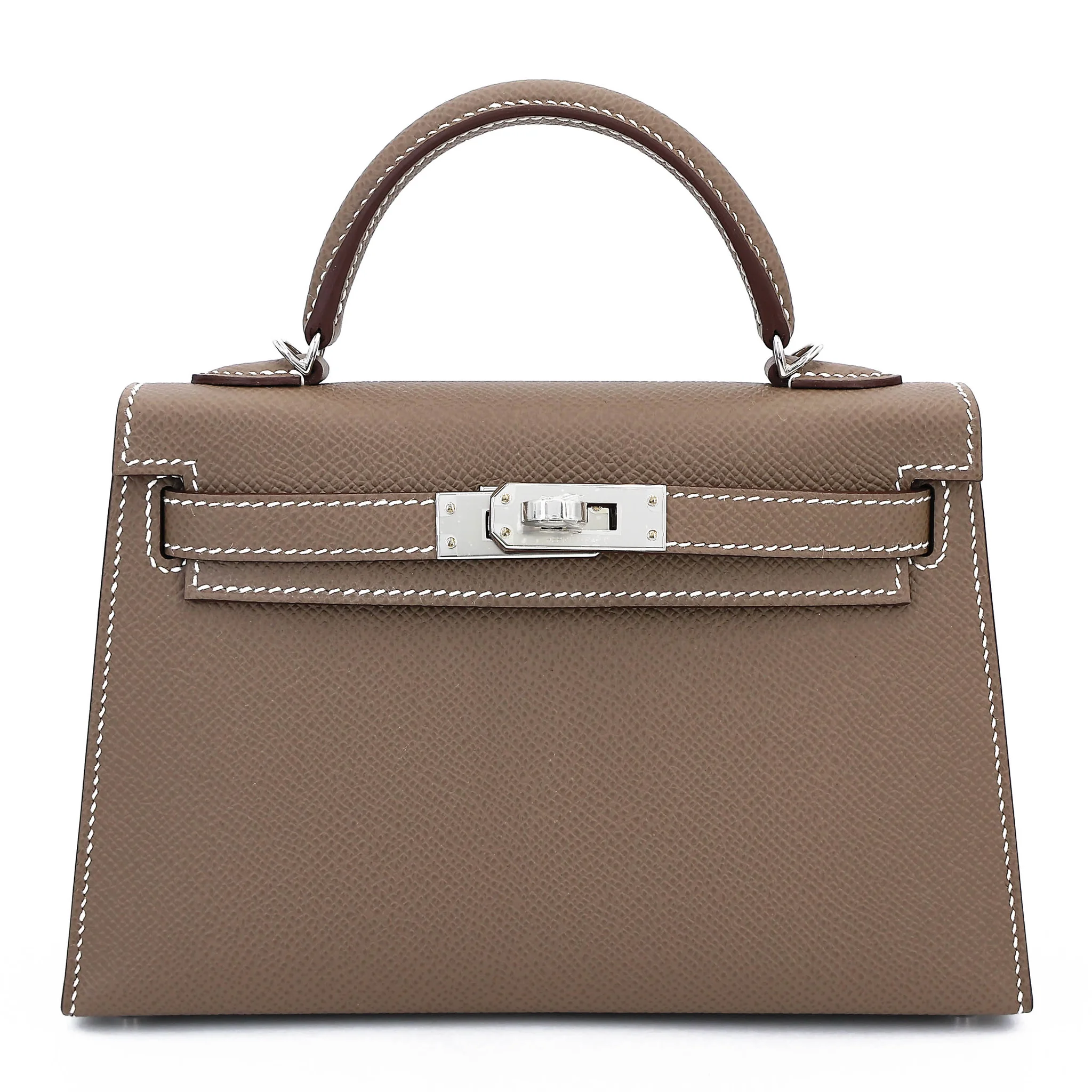 Brand New ( Rank N ) HERMÈS Mini Kelly II Etoupe (18) Epsom Palladium hardware G (2026)