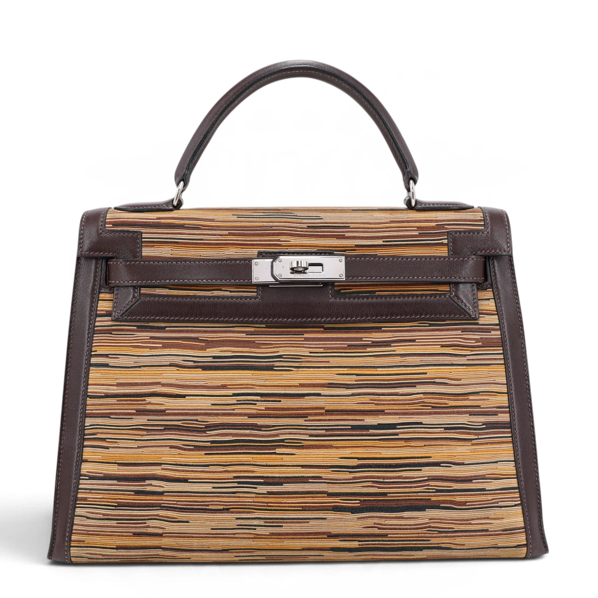 Very Good ( Rank A) HERMÈS Limited Edition Kelly 32 Marron Glace Box-calf Vibrato Palladium hardware Square C (1999)