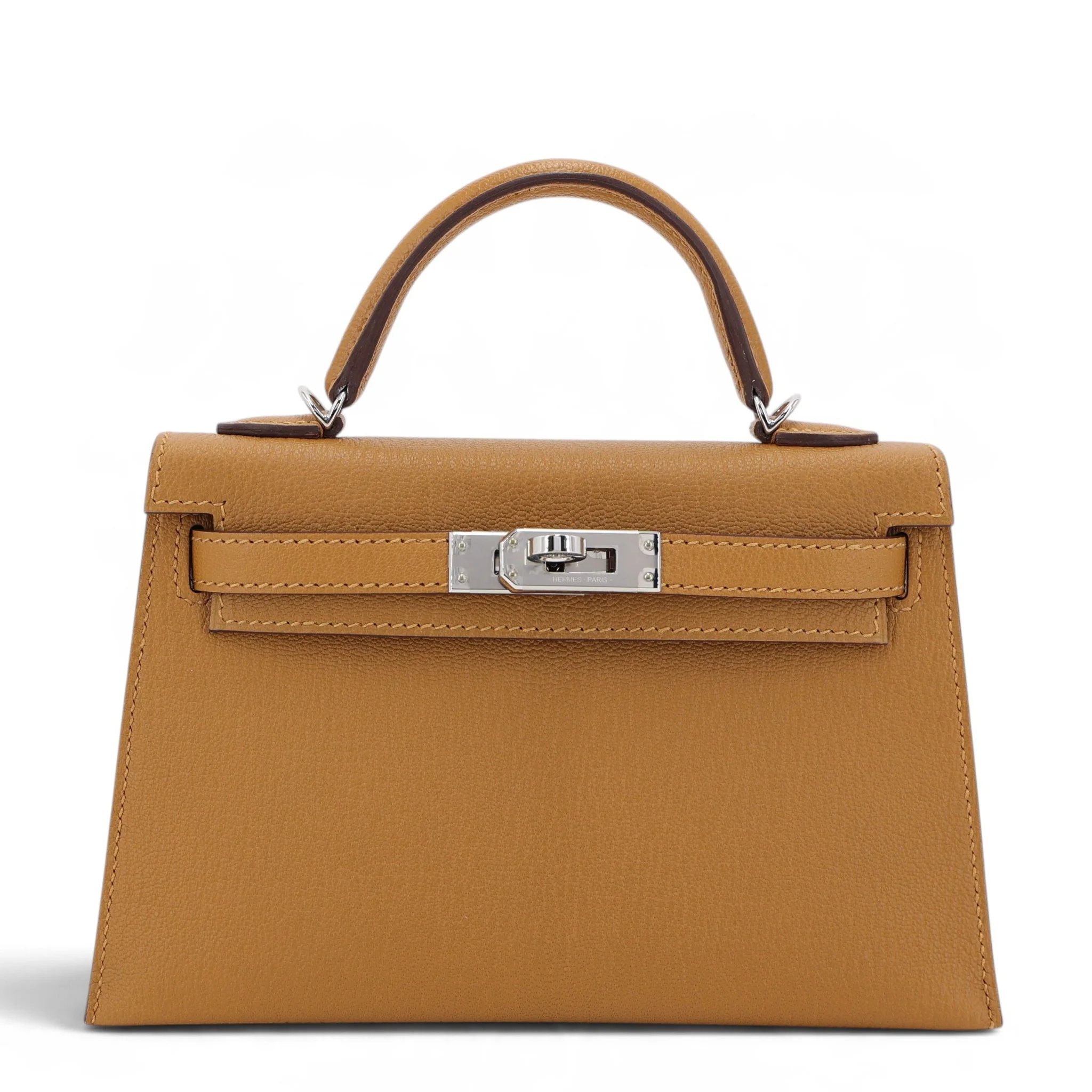 Unused ( Rank NS ) HERMÈS Mini Kelly II Caramel (28) Chevre Palladium hardware K (2025)