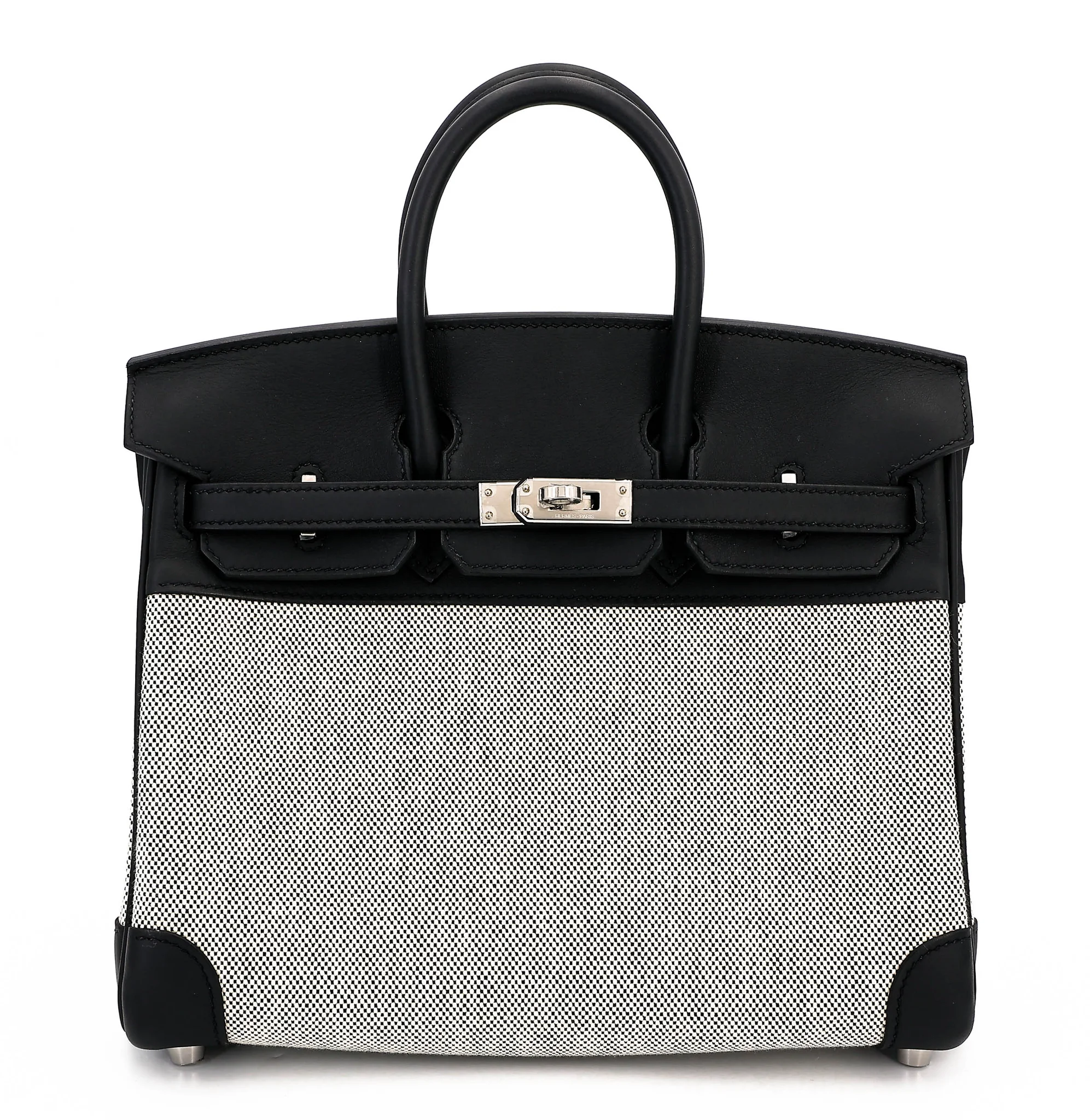 Excellent ( Rank SA ) HERMÈS Birkin 25 Noir (89) Toile H canvas Swift Palladium hardware K (2025)