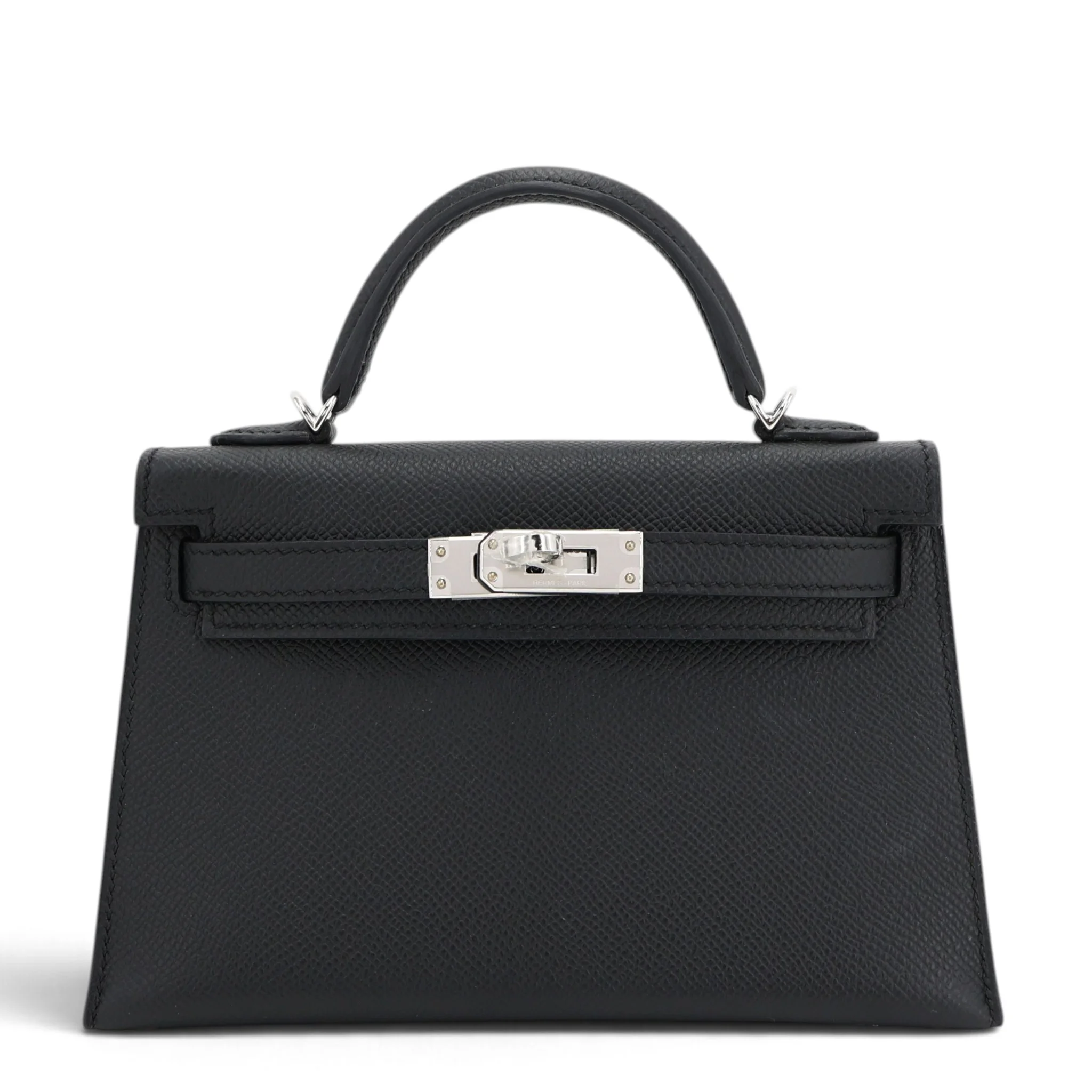 Excellent ( Rank SA ) HERMÈS Mini Kelly II Noir (89) Epsom Palladium hardware G (2026)