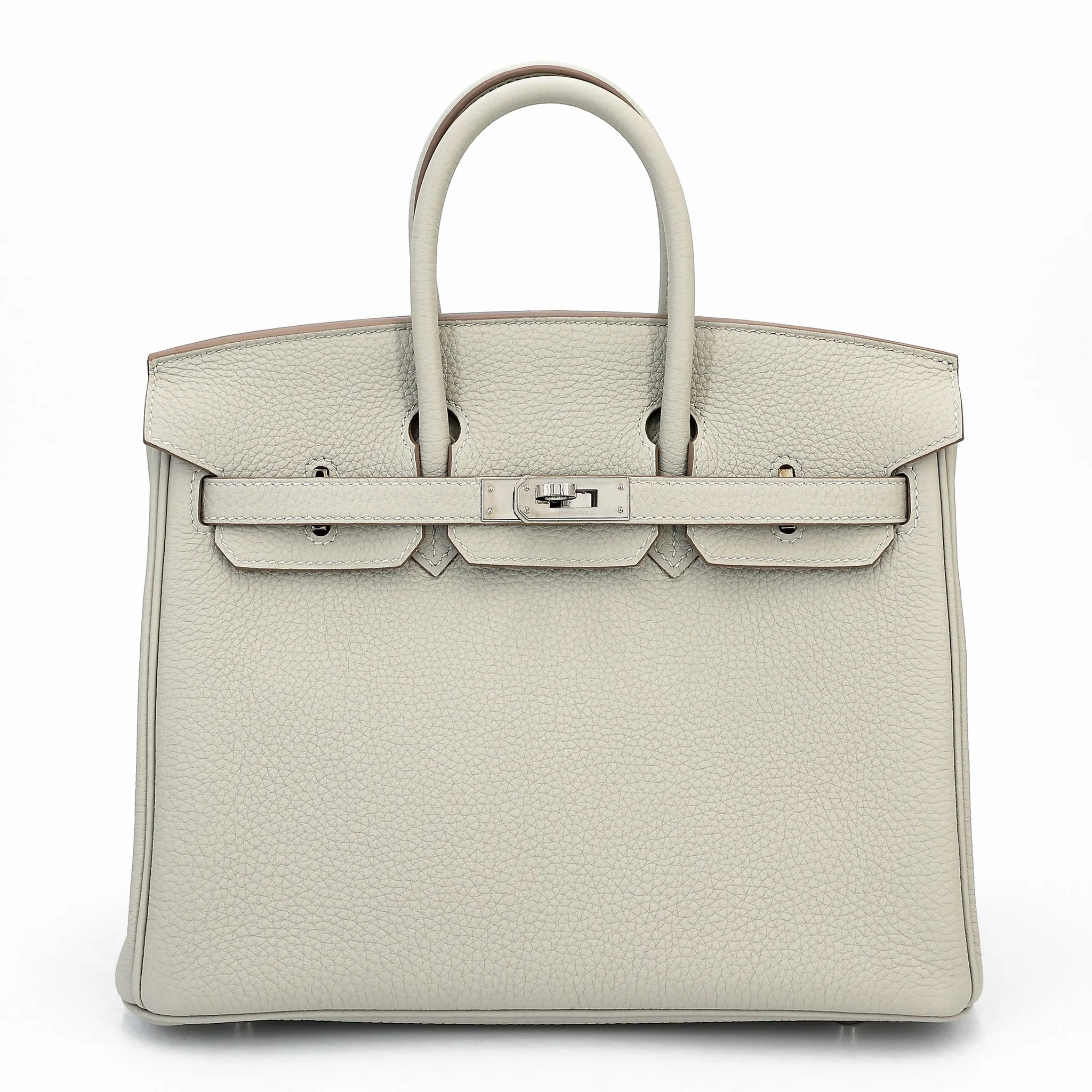 Excellent ( Rank SA ) HERMÈS Birkin 25 Gris Perle (80) Togo Palladium hardware Y (2020)
