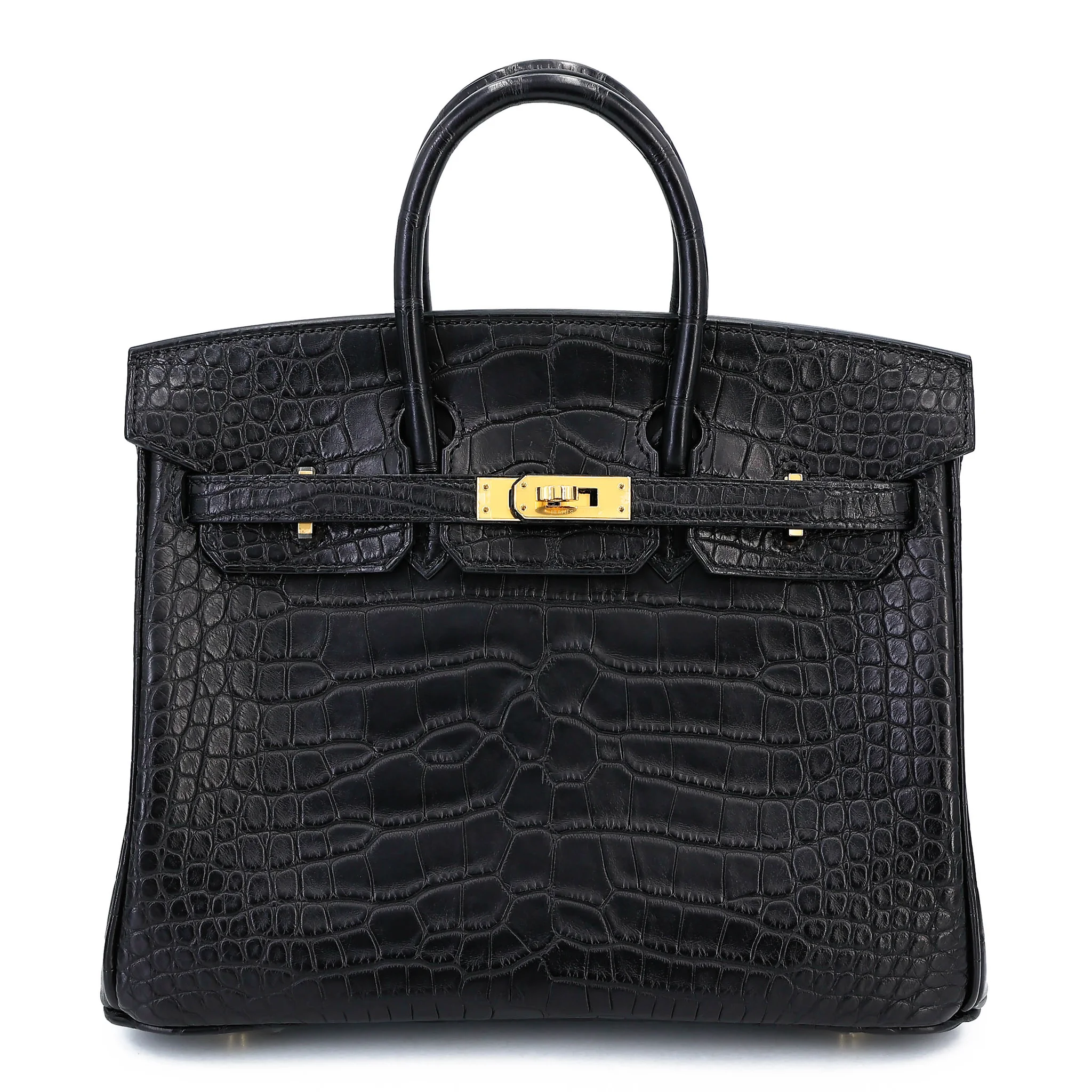 Unused ( Rank NS ) HERMÈS Birkin 25 Noir (89) Matte Alligator Gold hardware B (2023)