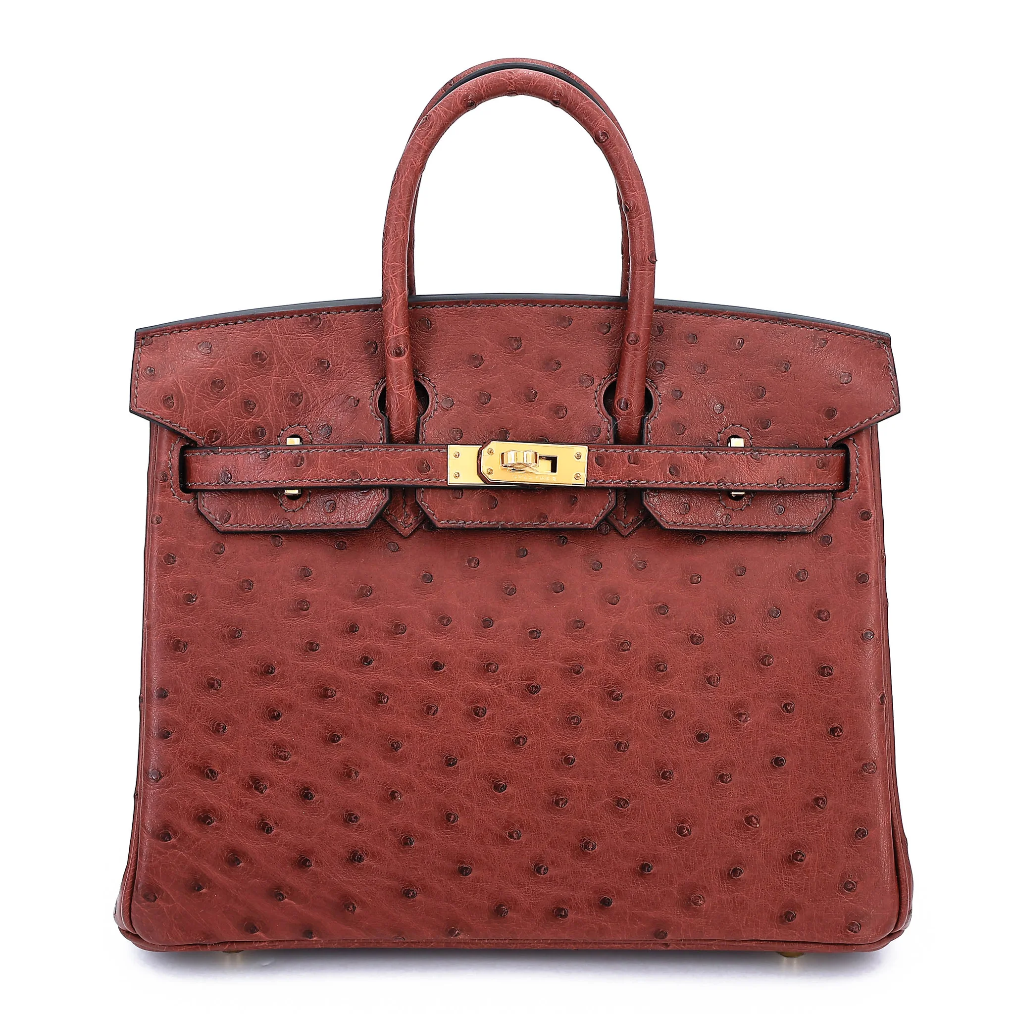 Brand New ( Rank N ) HERMÈS Birkin 25 Rouge H (55) Ostrich Gold hardware G (2026)