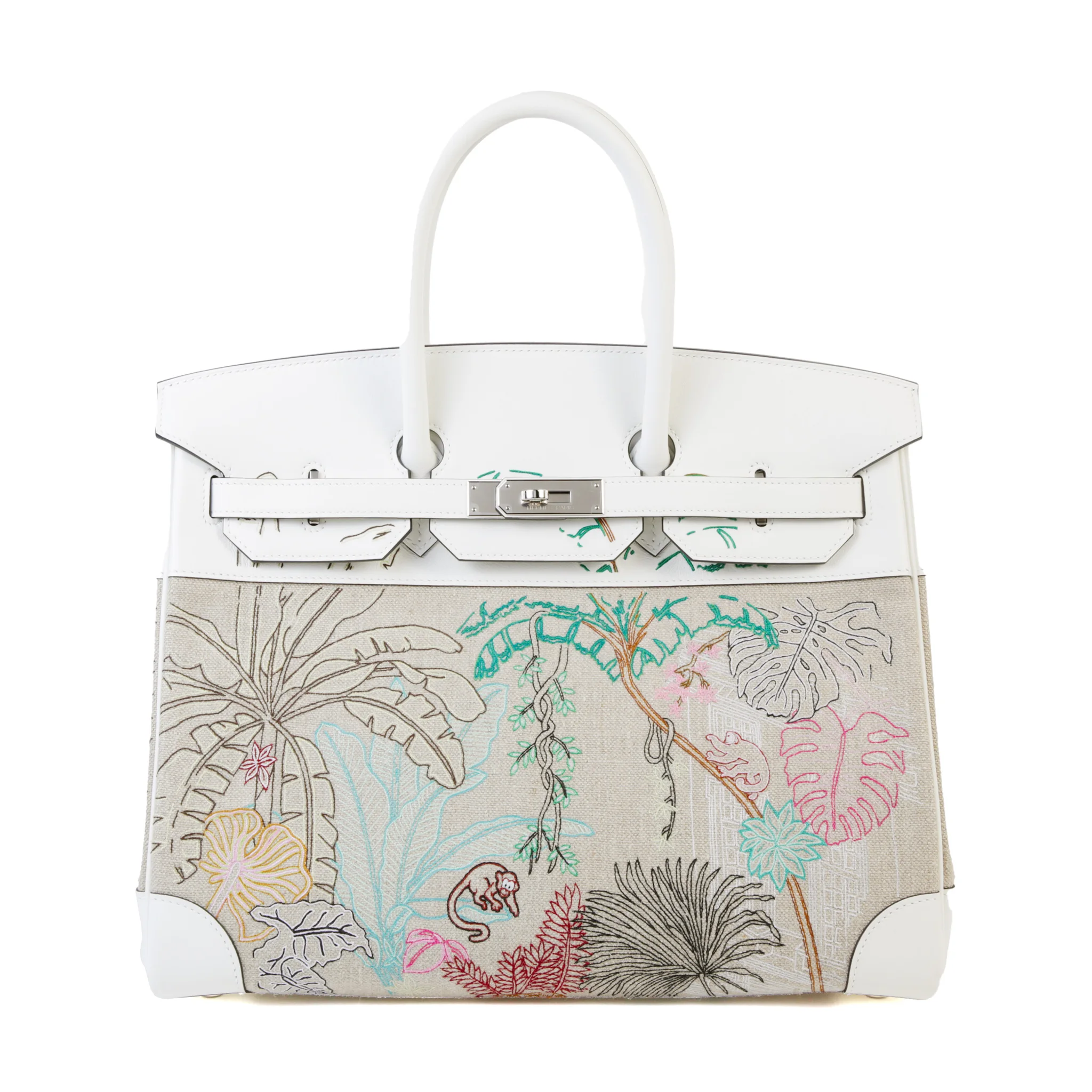Unused ( Rank NS ) HERMÈS Limited Edition Birkin 35 Faubourg Tropical White (01) Swift Canvas Palladium hardware U (2022)