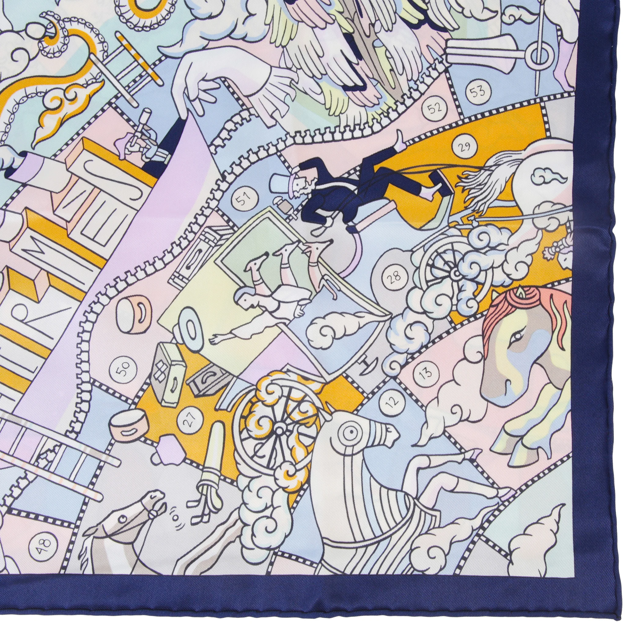 ★新品未使用品★HERMES ★ハンカチーフ★ Carre 70 scarf L'EPOPEE D'HERMES Scarf Blue Marine (78) | GINZA XIAOMA