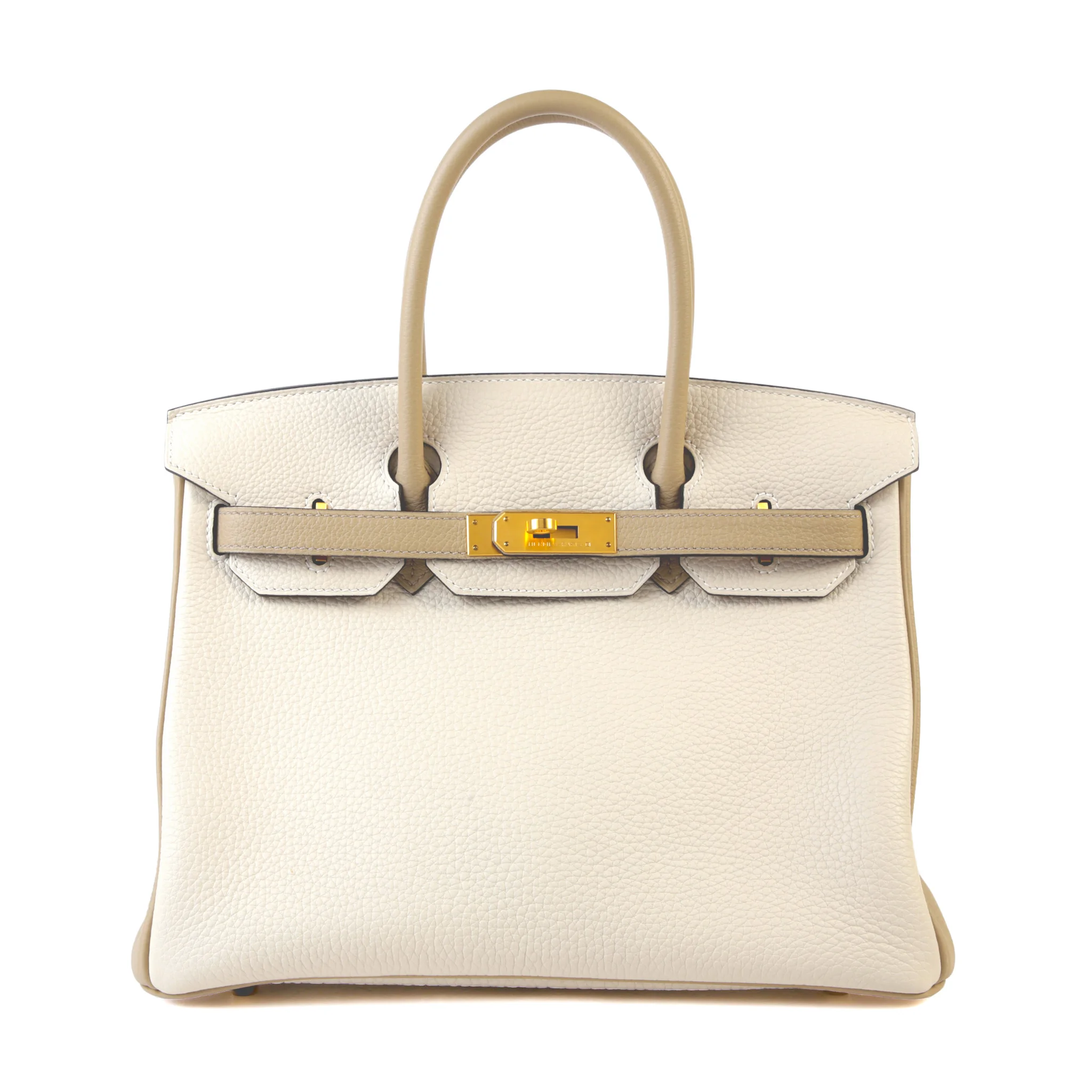 Excellent ( Rank SA ) HERMÈS Special Order Birkin 30 HSS Craie (10) Trench (S2) Togo Brushed Gold hardware U (2022)