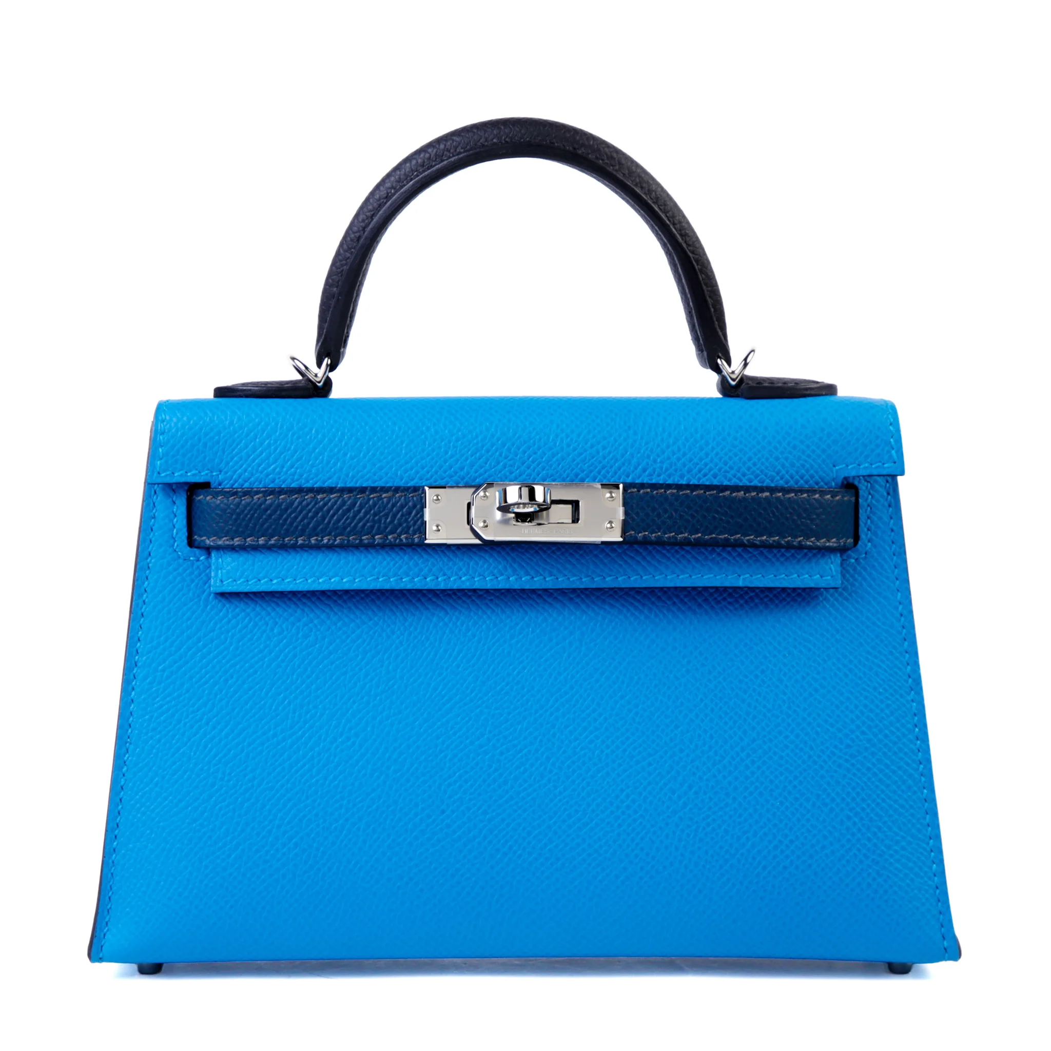 Excellent ( Rank SA ) HERMÈS Mini Kelly II Bleu Zanzibar (B3) Black Bleu de Prusse (7P) Epsom Palladium hardware W (2024)