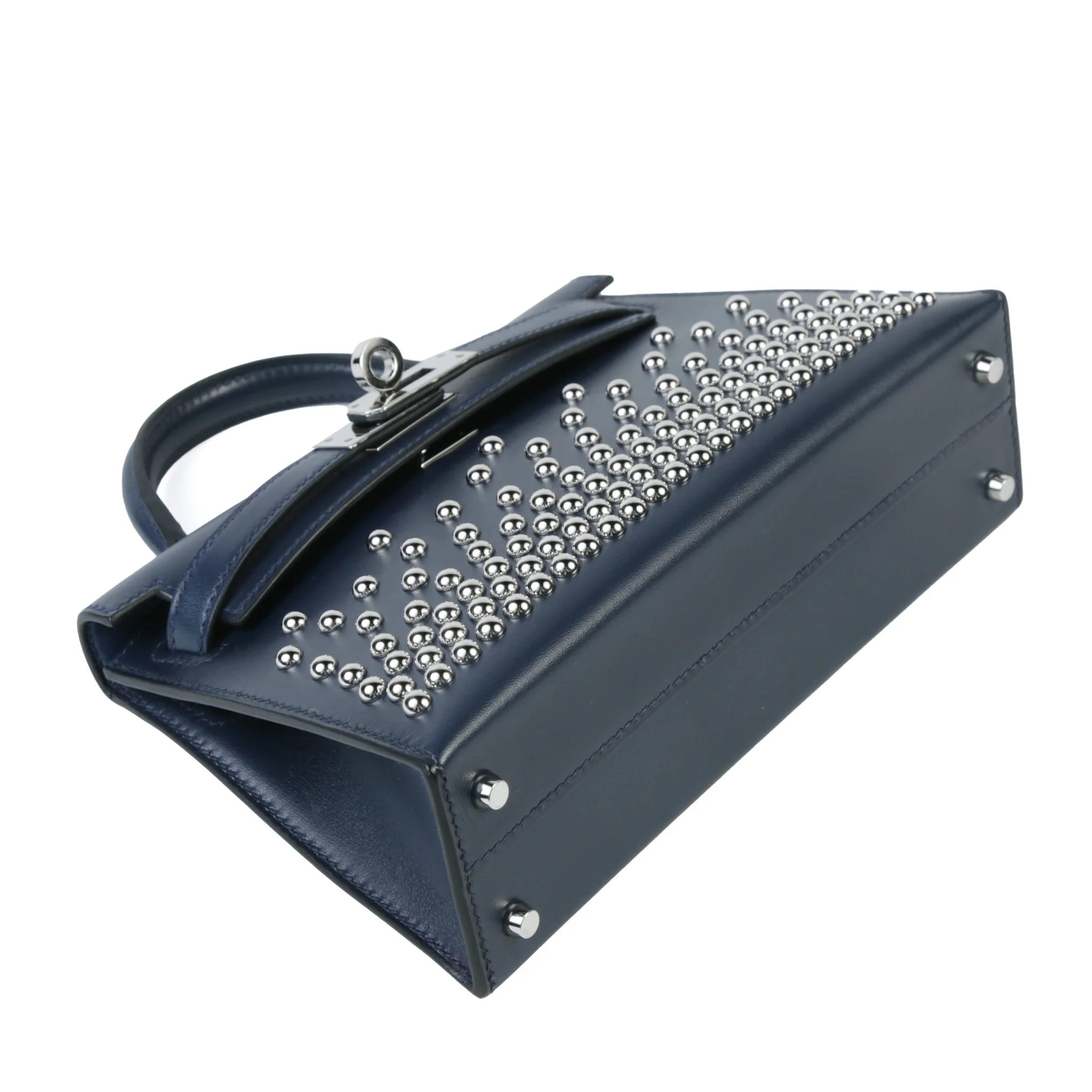 Mini Kelly II Cloute Studded Bleu Abysse (7K) | GINZA XIAOMA