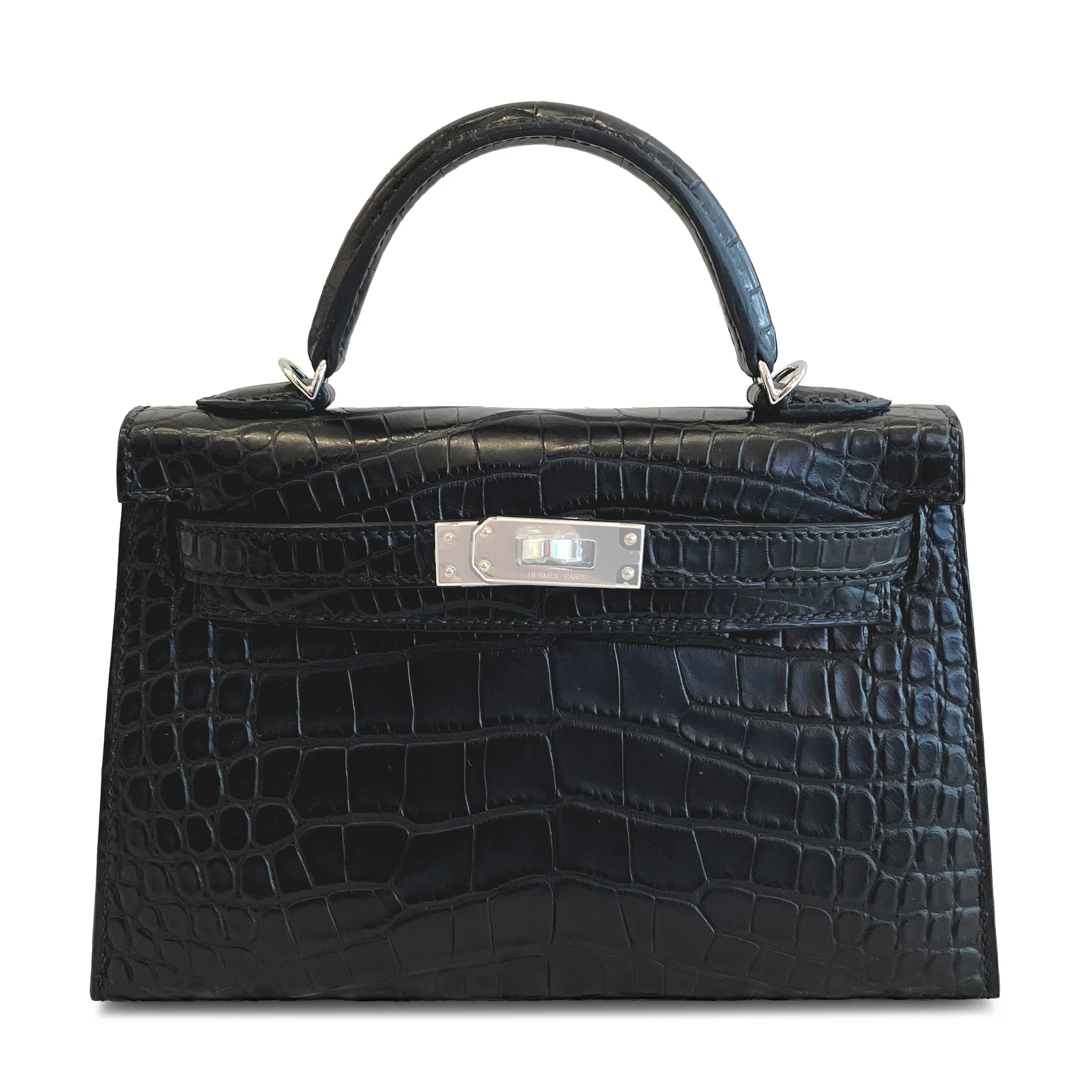 Brand New ( Rank N ) HERMÈS Mini Kelly II Noir (89) Matte Alligator Palladium hardware G (2026)