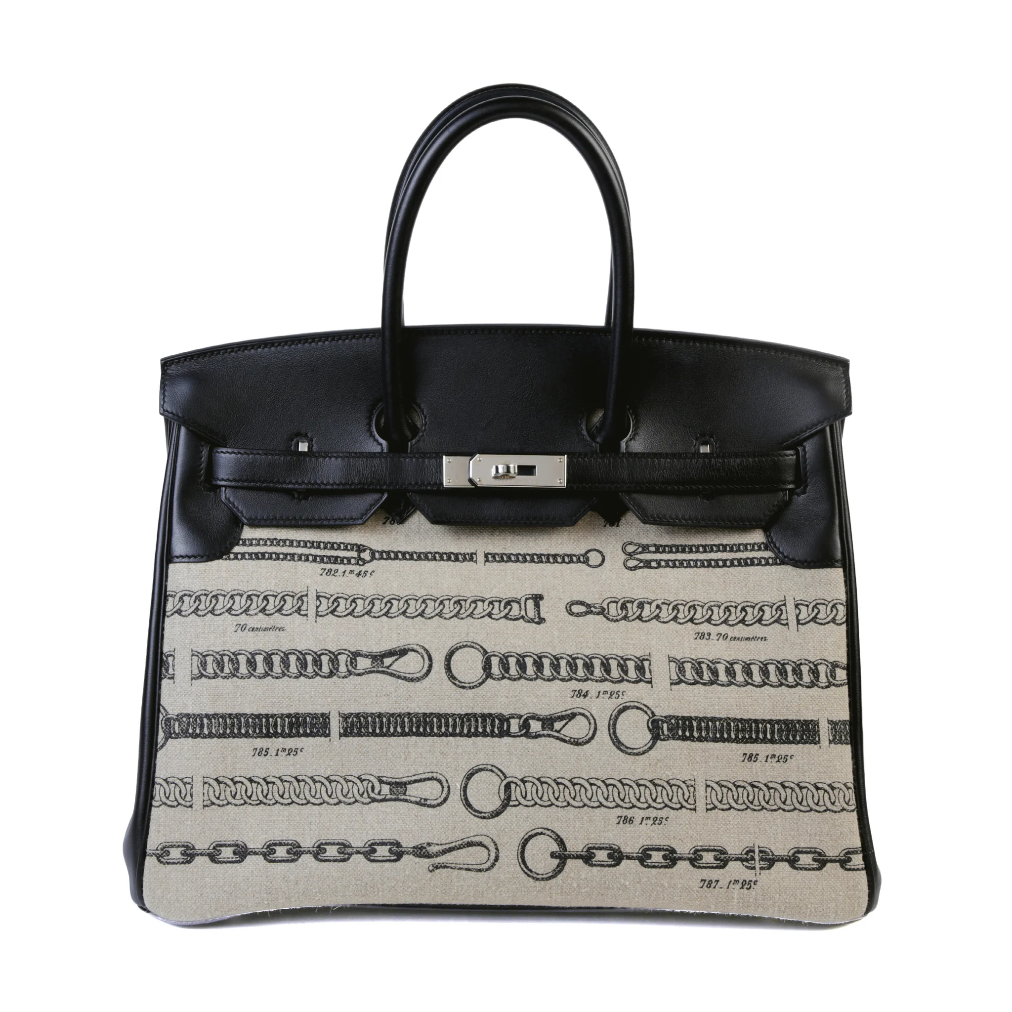 Excellent ( Rank SA ) HERMÈS Limited Edition Birkin 35 De Camp Dechainee Noir (89) Swift Toile Camp canvas Palladium hardware C (2018)