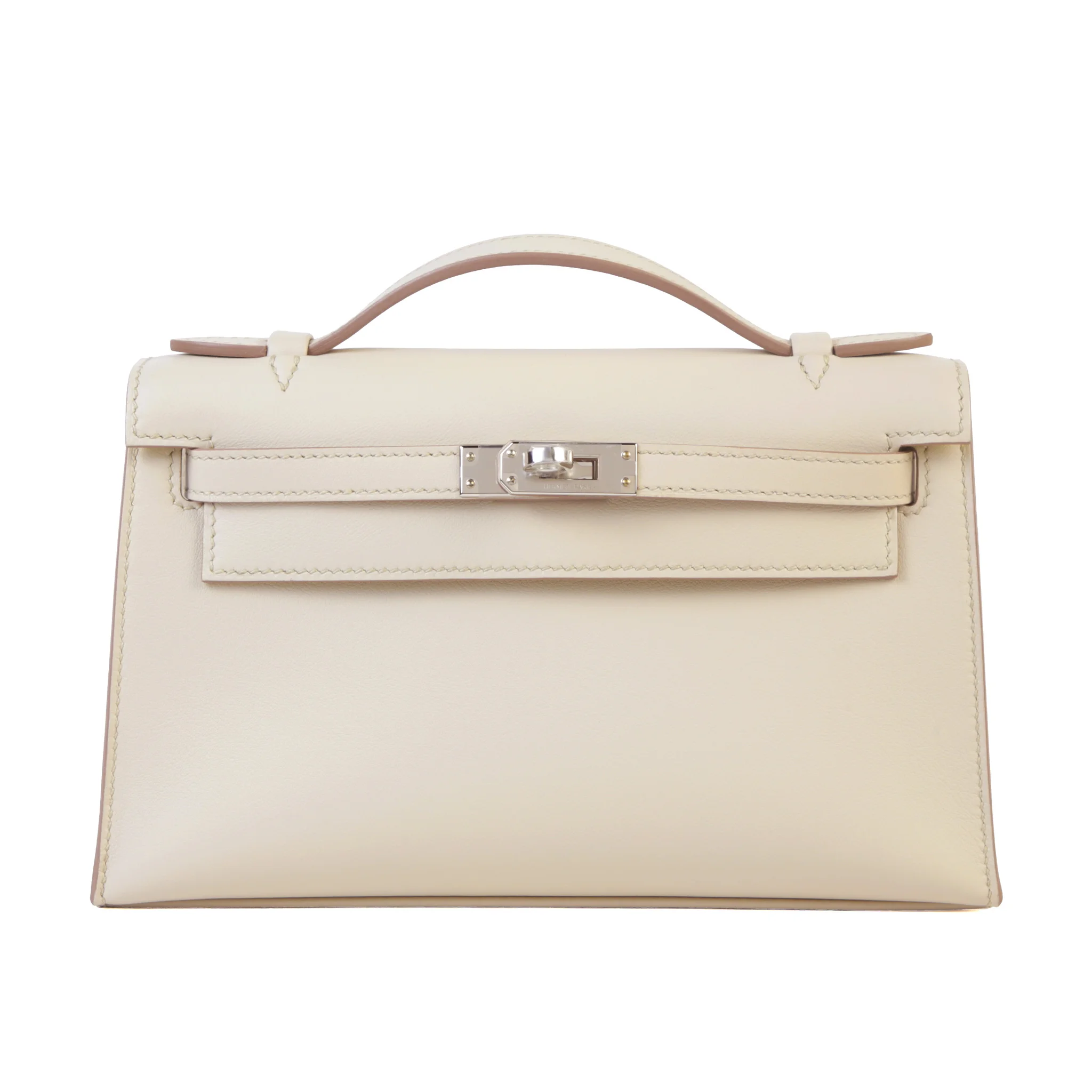 Brand New ( Rank N ) HERMÈS Special Order Kelly Pochette HSS Beton (8L) Lime (9R) Swift Palladium hardware K (2025)