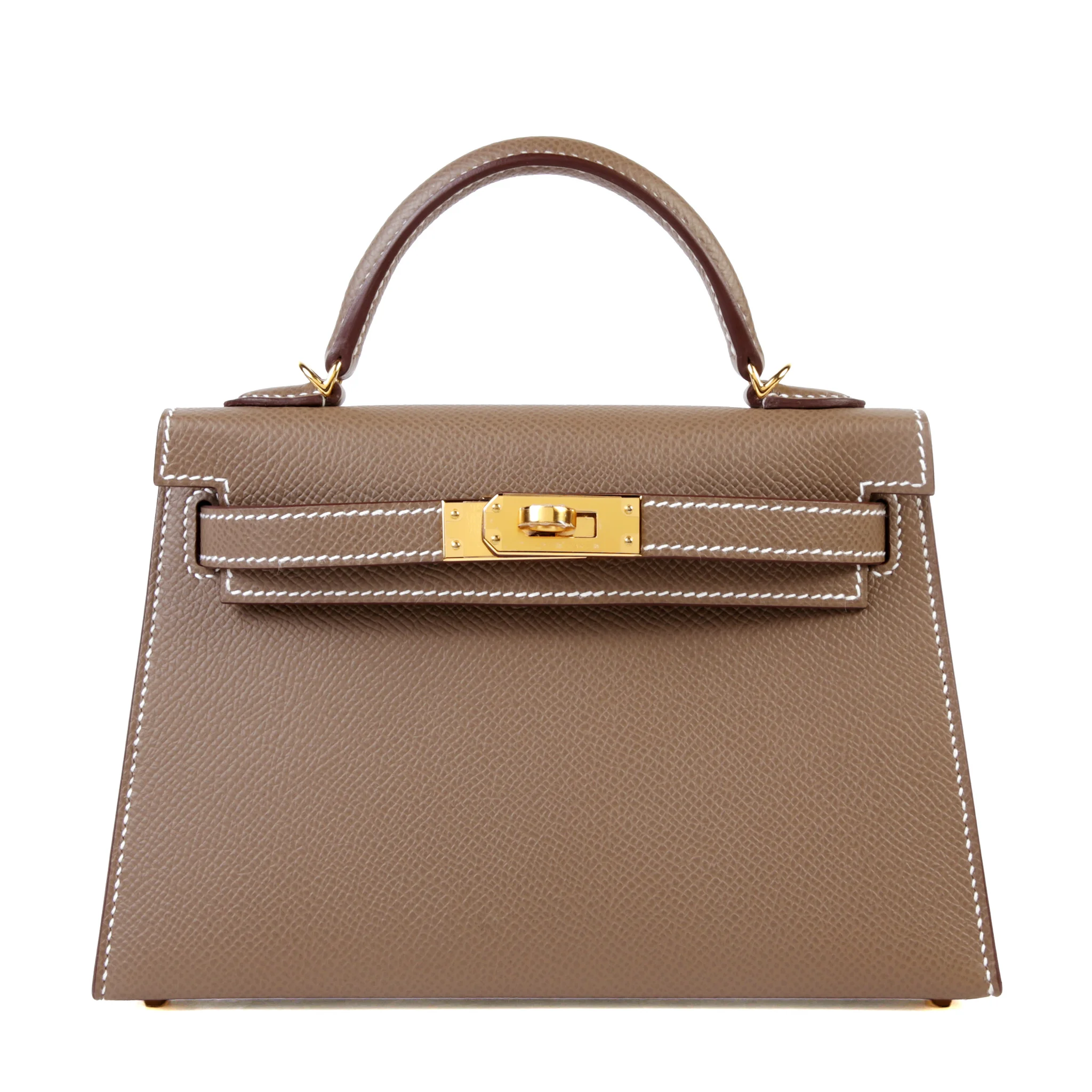 Brand New ( Rank N ) HERMÈS Mini Kelly II Etoupe (18) Epsom Gold hardware G (2026)