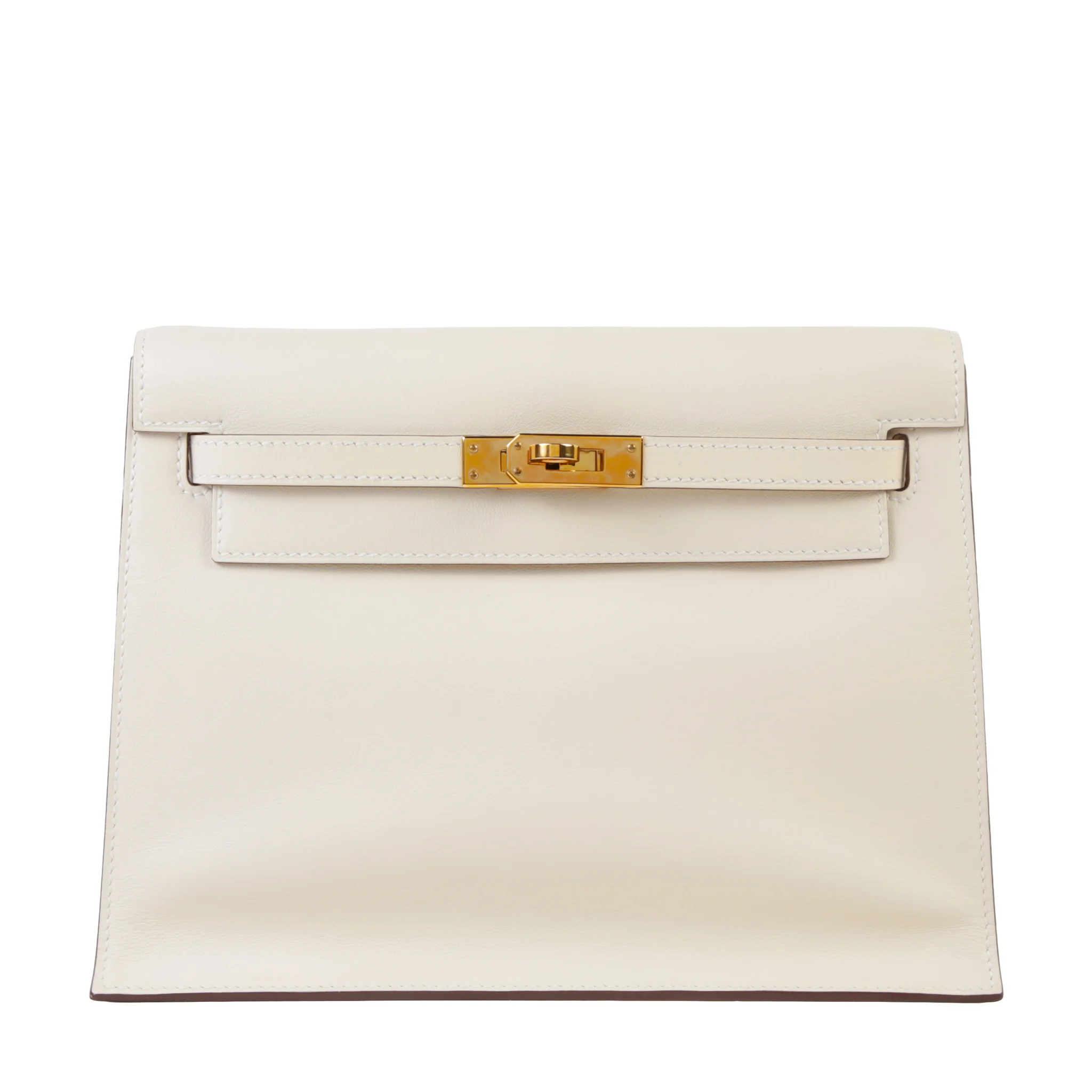 Very Good ( Rank A) HERMÈS Kelly Danse Nata (I2) Gris Perle (80) Swift Gold hardware B (2023)