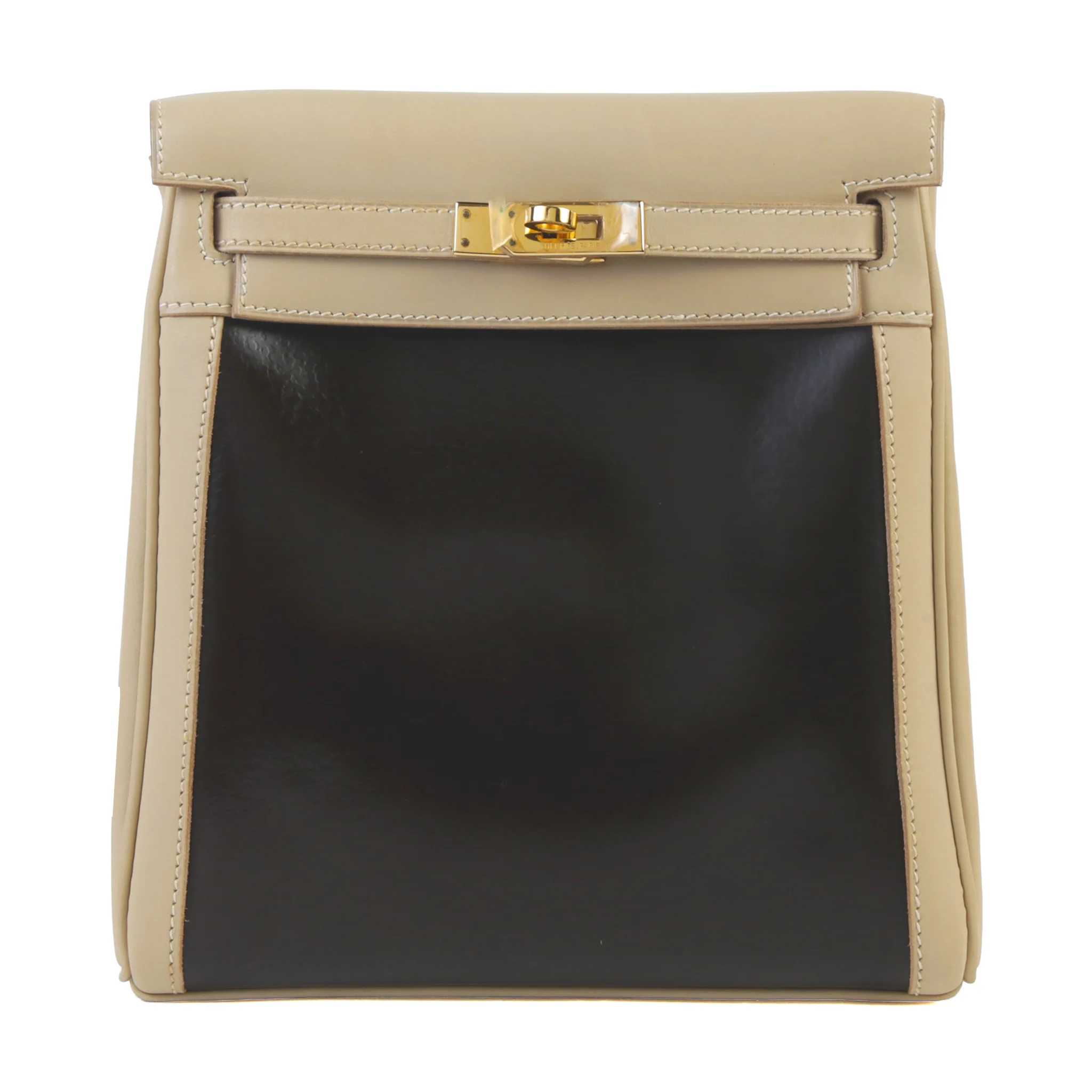 Very Good ( Rank A) HERMÈS Kelly Ado PM Beige Box-calf Amazonia Gold hardware Square E (2001)