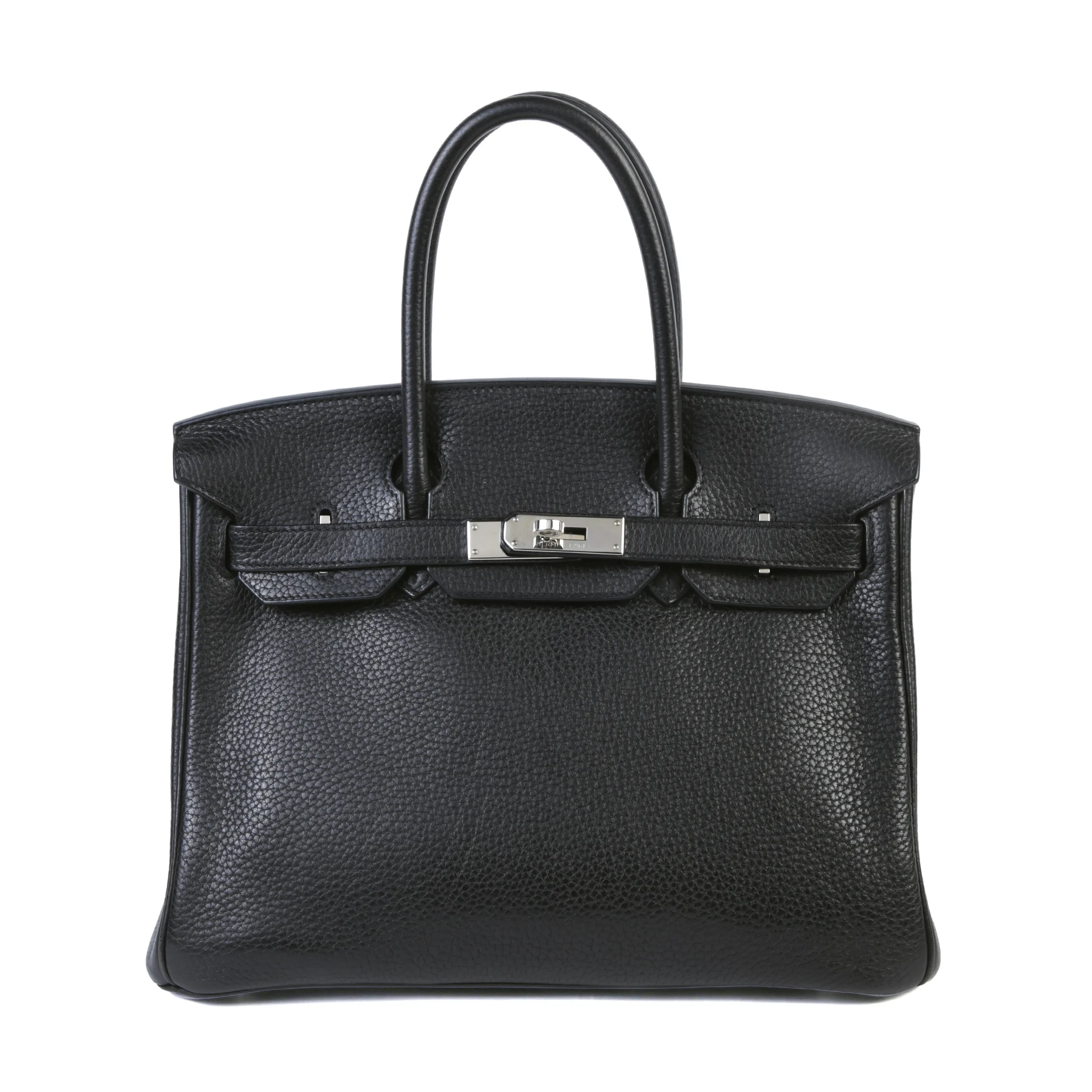 Good ( Rank AB) HERMÈS Birkin 30 Noir (89) Togo Palladium hardware Square N (2010)