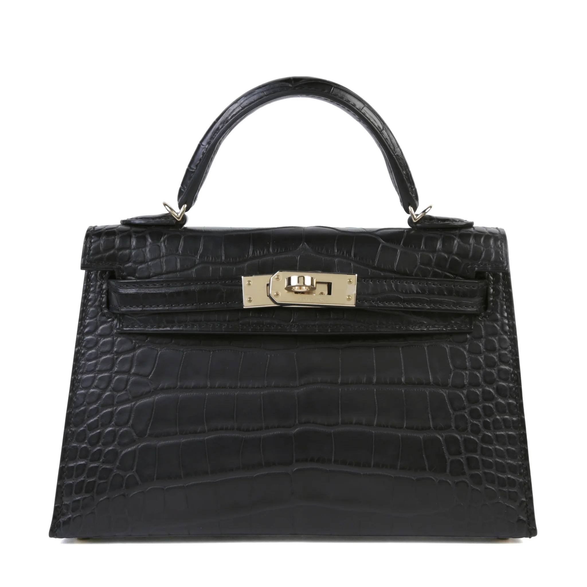 Unused ( Rank NS ) HERMÈS Mini Kelly II Noir (89) Matte Alligator Permabrass hardware G (2026)