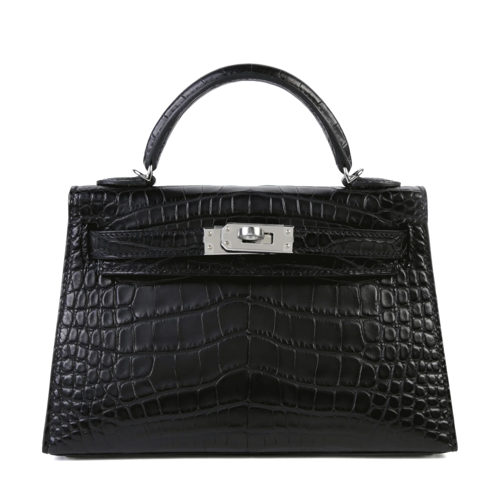 Brand New ( Rank N ) HERMÈS Mini Kelly II Noir (89) Matte Alligator Palladium hardware G (2026)