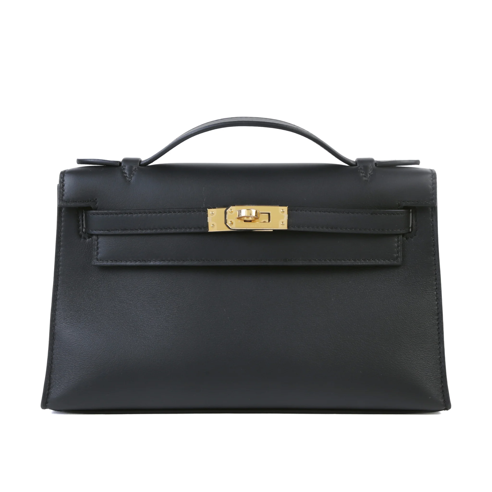 Brand New ( Rank N ) HERMÈS Kelly Pochette Noir (89) Swift Gold hardware G (2026)