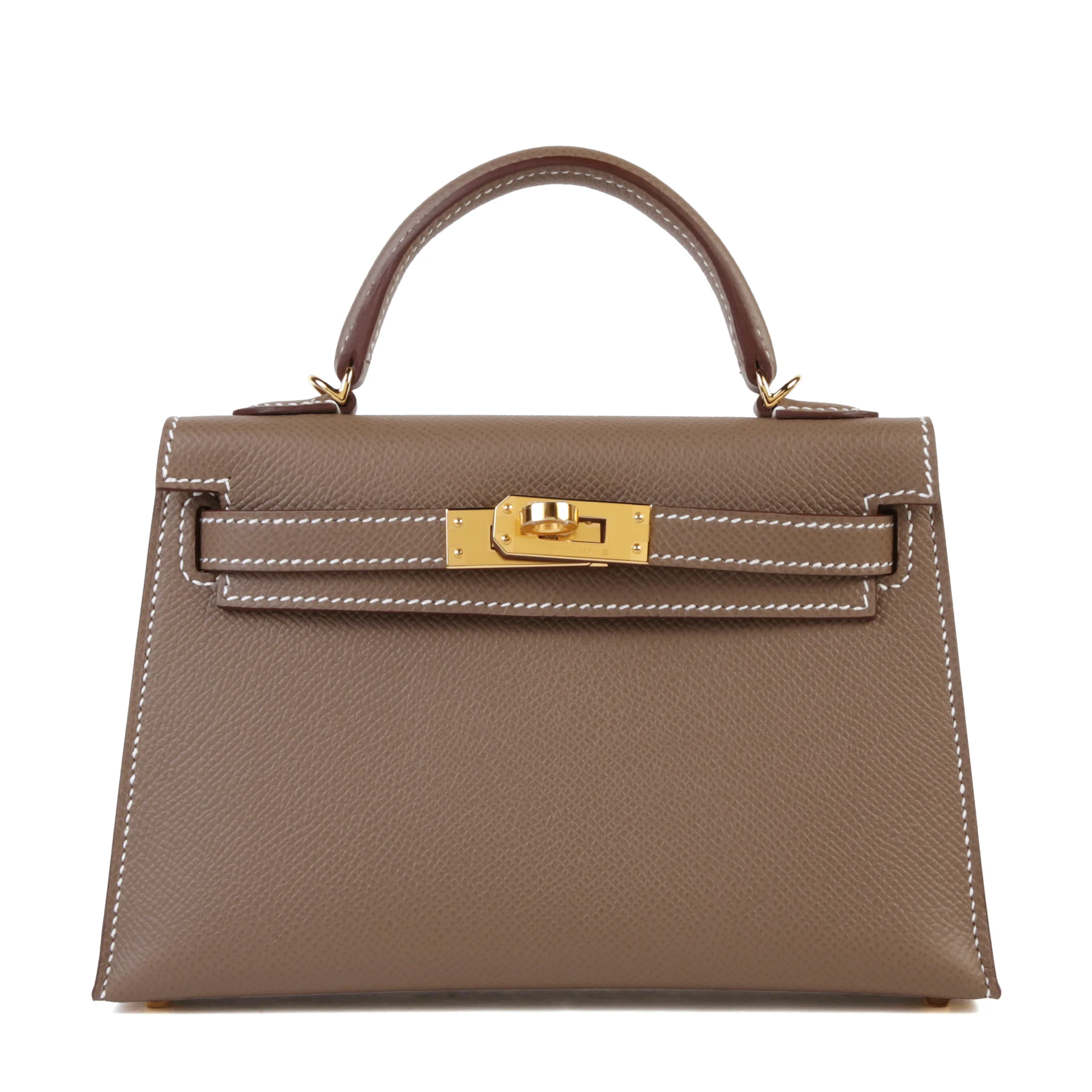 Brand New ( Rank N ) HERMÈS Mini Kelly II Etoupe (18) Epsom Gold hardware G (2026)