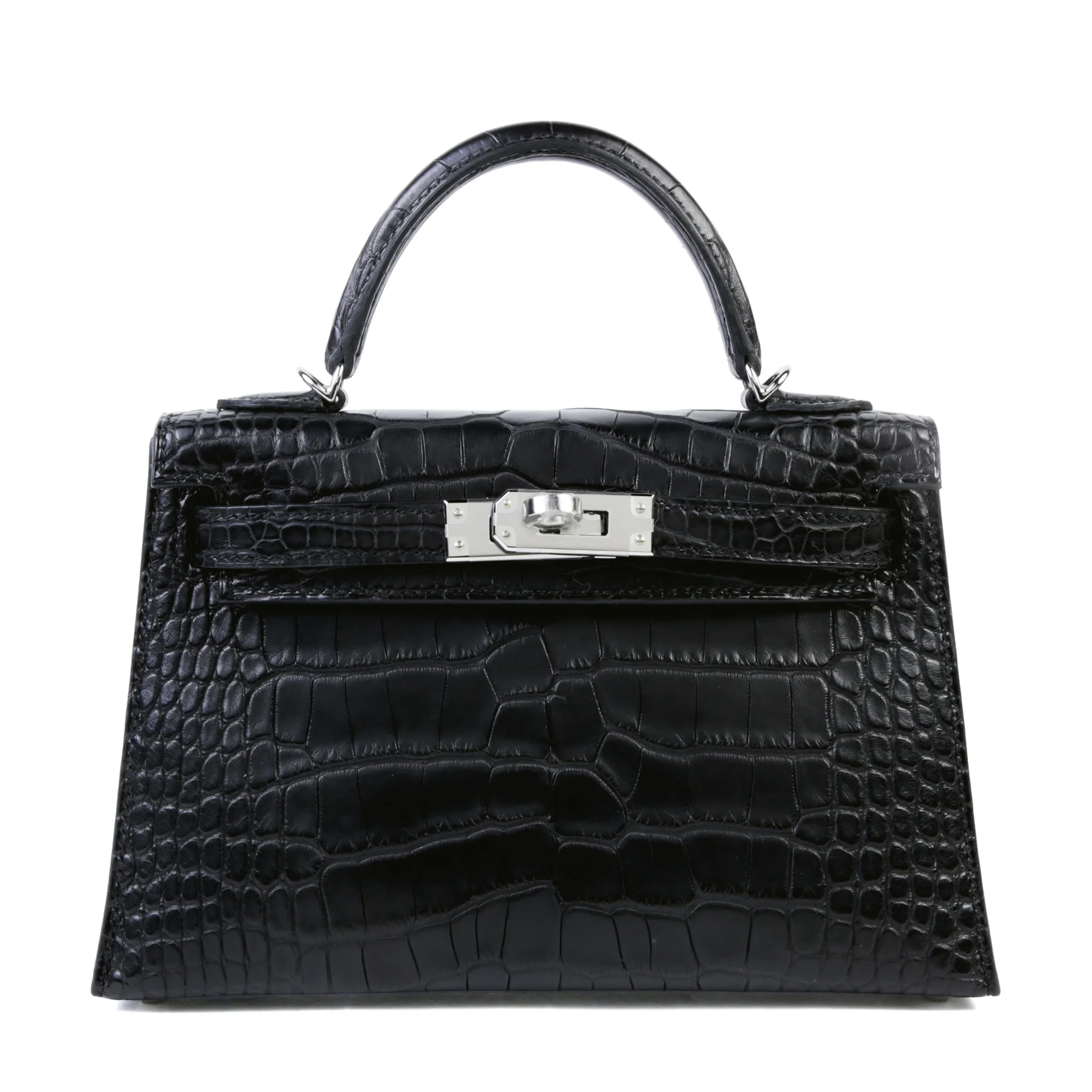 Brand New ( Rank N ) HERMÈS Mini Kelly II Noir (89) Matte Alligator Palladium hardware K (2025)