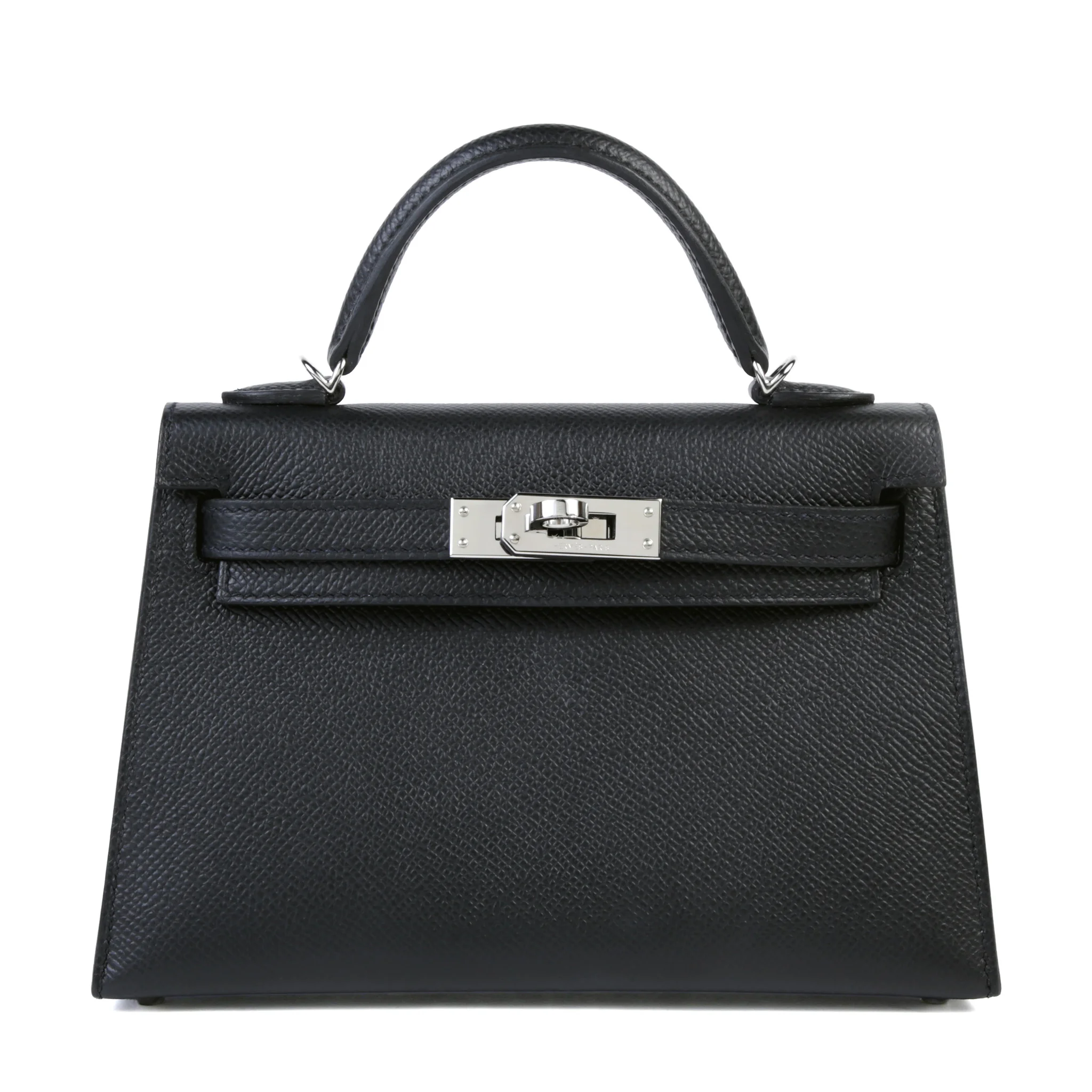Very Good ( Rank A) HERMÈS Mini Kelly II Noir (89) Epsom Palladium hardware G (2026)
