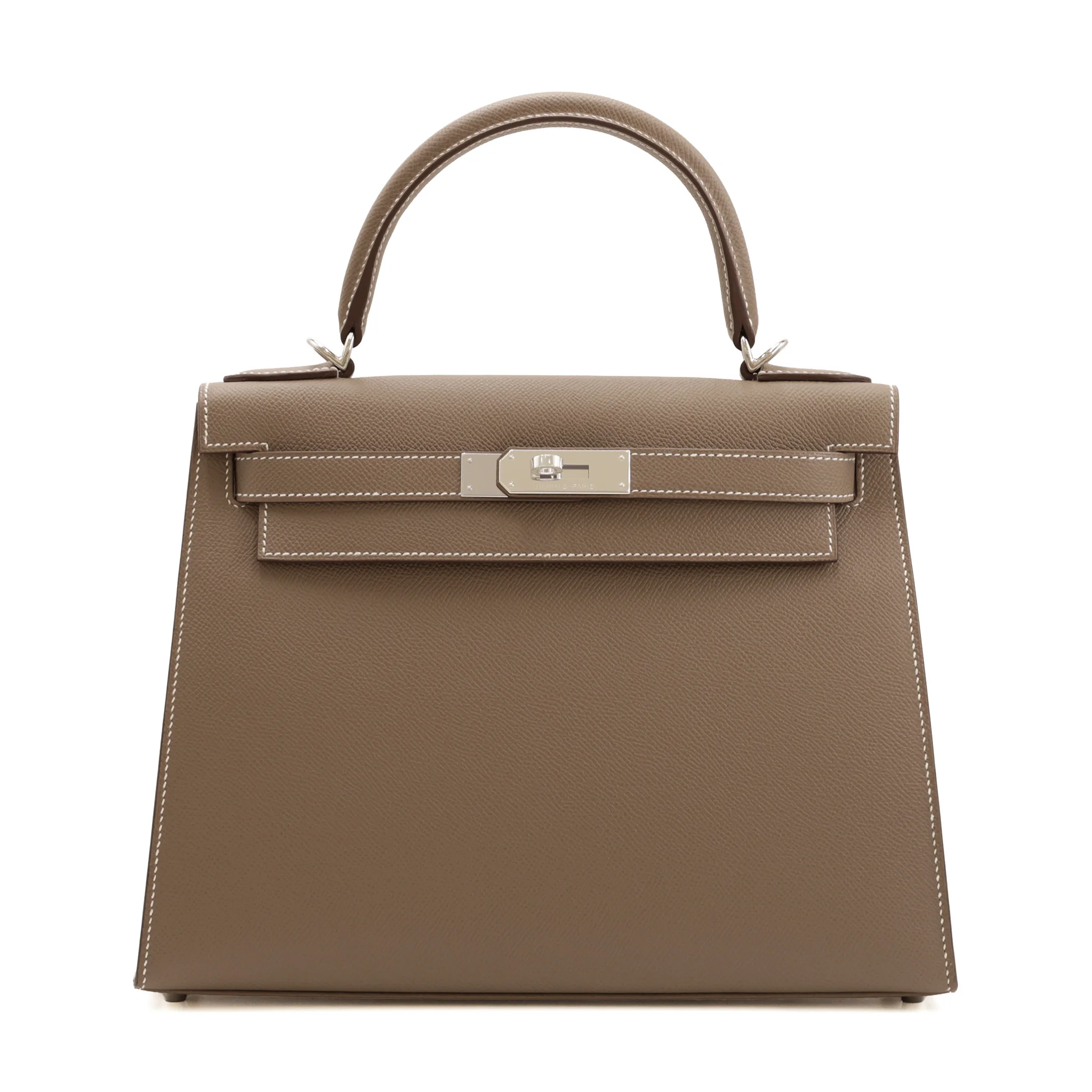 Very Good ( Rank A) HERMÈS Kelly 28 Sellier Etoupe (18) Epsom Palladium hardware K (2025)