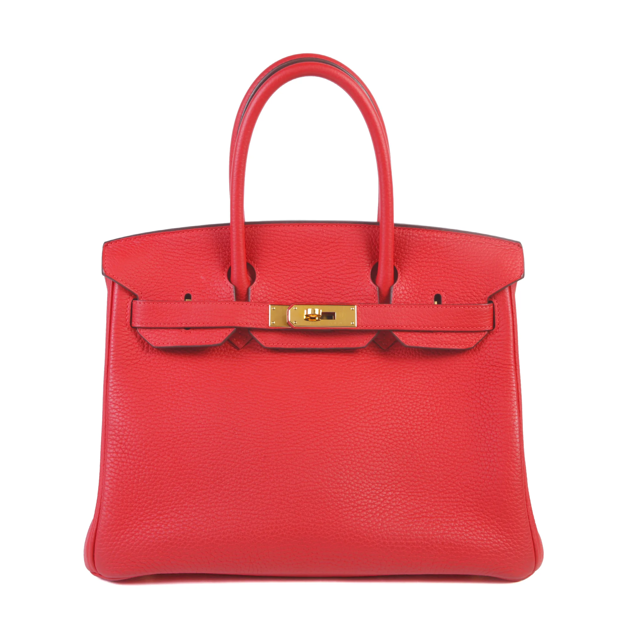 Very Good ( Rank A) HERMÈS Birkin 30 Rouge Tomate (S5) Clemence Gold hardware X (2016)